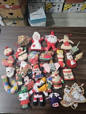 Vintage Christmas Cloth & Wood Ornaments Vgt Disney Characters 36 Pcs